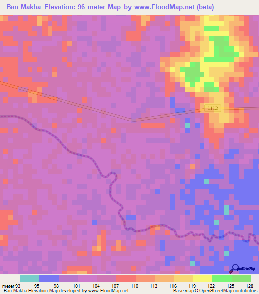 Ban Makha,Thailand Elevation Map