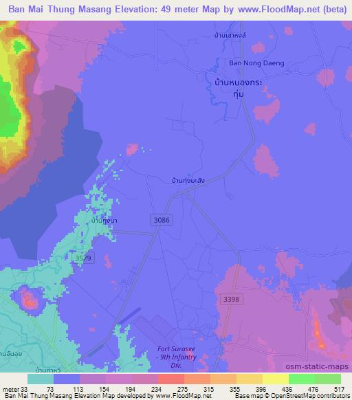 Ban Mai Thung Masang,Thailand Elevation Map