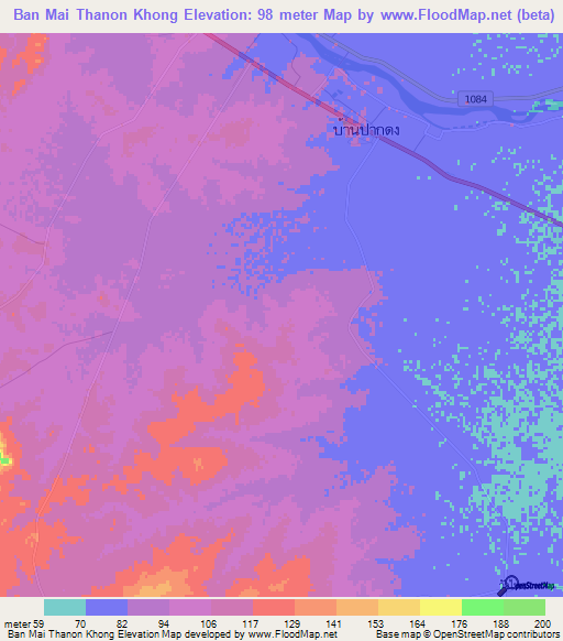Ban Mai Thanon Khong,Thailand Elevation Map
