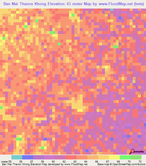 Ban Mai Thanon Khong,Thailand Elevation Map