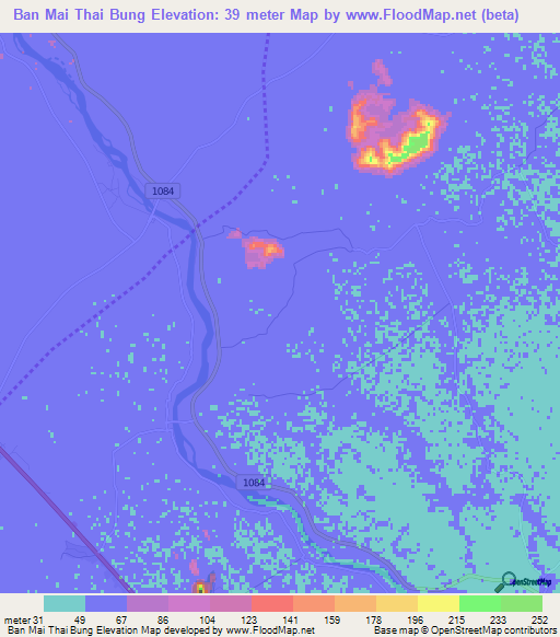Ban Mai Thai Bung,Thailand Elevation Map