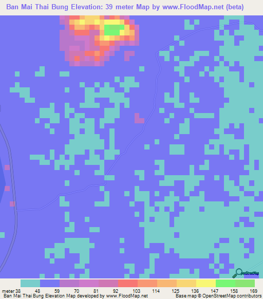 Ban Mai Thai Bung,Thailand Elevation Map