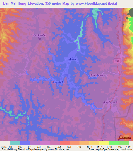 Ban Mai Hung,Thailand Elevation Map