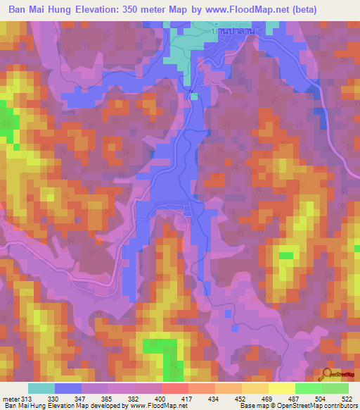 Ban Mai Hung,Thailand Elevation Map