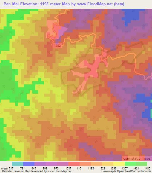 Ban Mai,Thailand Elevation Map