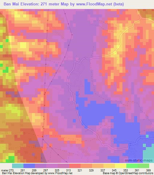 Ban Mai,Thailand Elevation Map