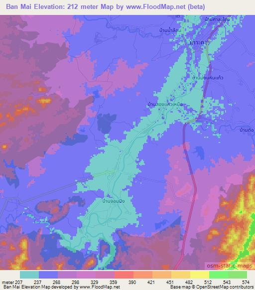 Ban Mai,Thailand Elevation Map