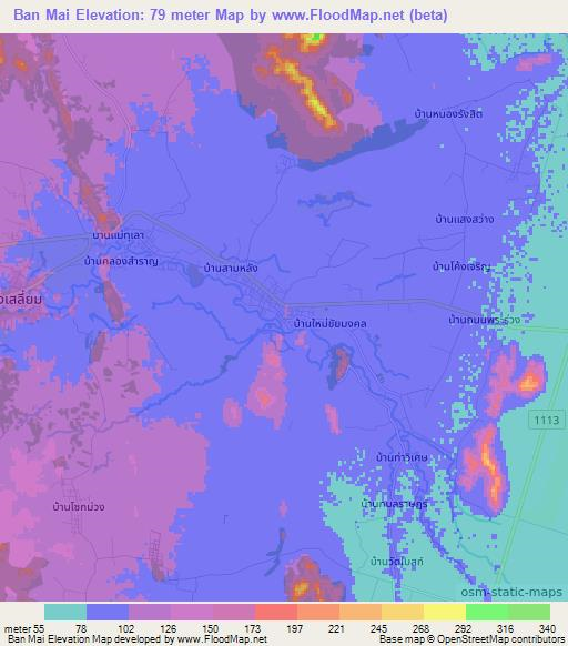 Ban Mai,Thailand Elevation Map