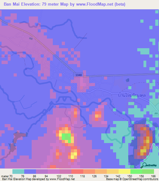 Ban Mai,Thailand Elevation Map