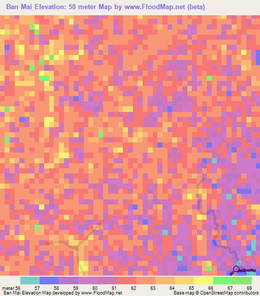 Ban Mai,Thailand Elevation Map