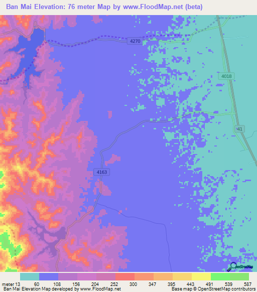 Ban Mai,Thailand Elevation Map