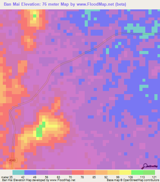 Ban Mai,Thailand Elevation Map