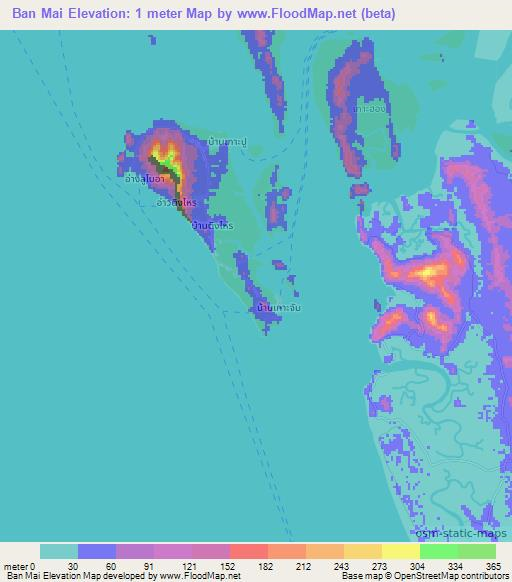 Ban Mai,Thailand Elevation Map