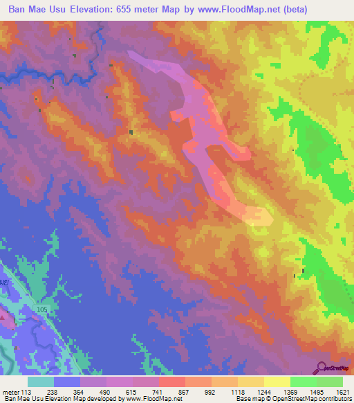 Ban Mae Usu,Thailand Elevation Map