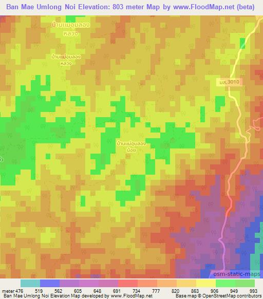 Ban Mae Umlong Noi,Thailand Elevation Map