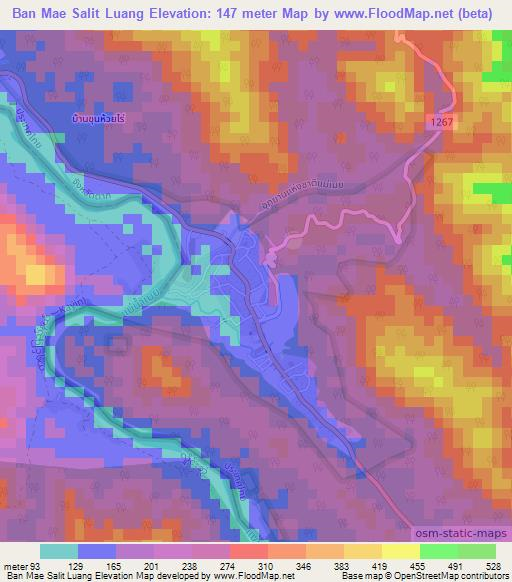 Ban Mae Salit Luang,Thailand Elevation Map