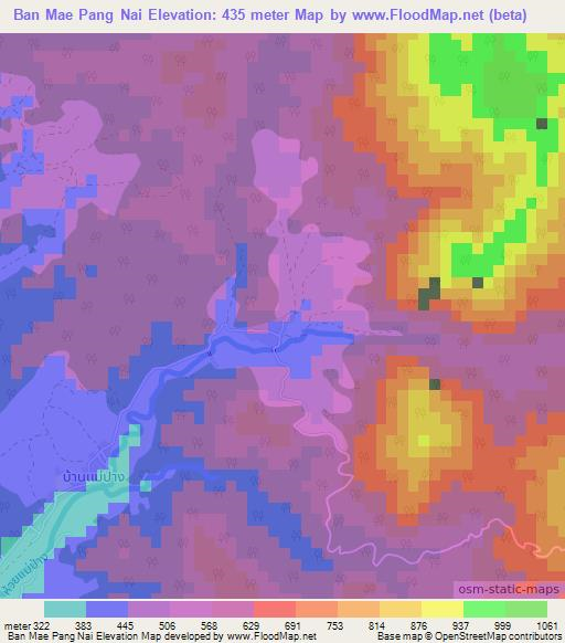 Ban Mae Pang Nai,Thailand Elevation Map