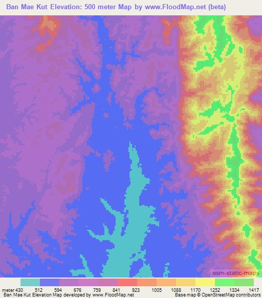 Ban Mae Kut,Thailand Elevation Map