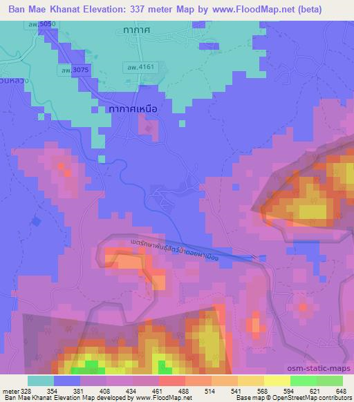 Ban Mae Khanat,Thailand Elevation Map