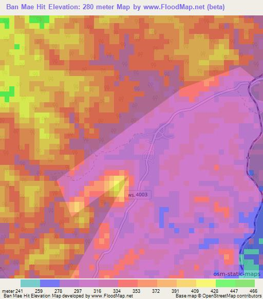Ban Mae Hit,Thailand Elevation Map