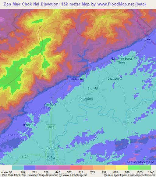 Ban Mae Chok Nai,Thailand Elevation Map