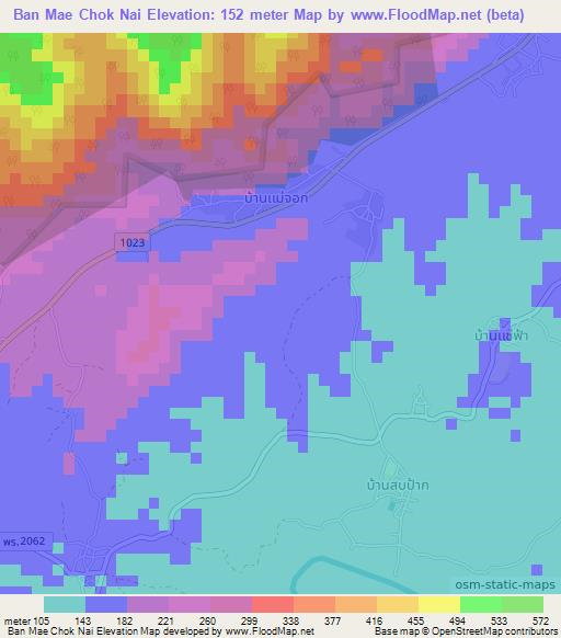 Ban Mae Chok Nai,Thailand Elevation Map