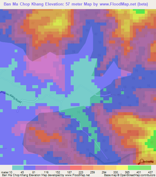 Ban Ma Chop Khang,Thailand Elevation Map