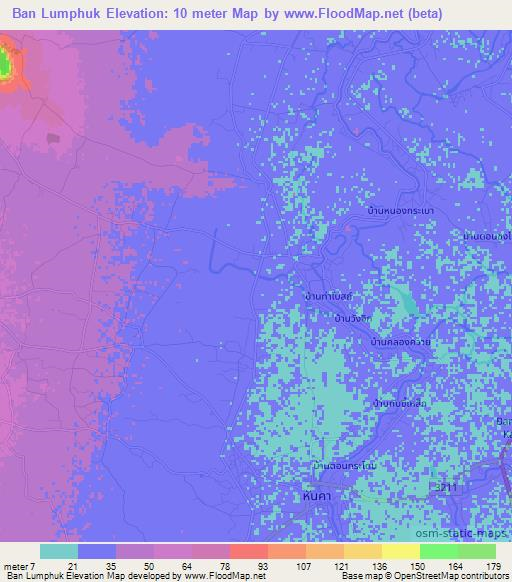 Ban Lumphuk,Thailand Elevation Map