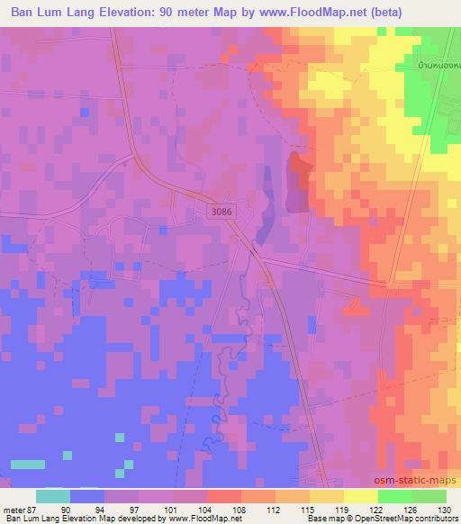 Ban Lum Lang,Thailand Elevation Map