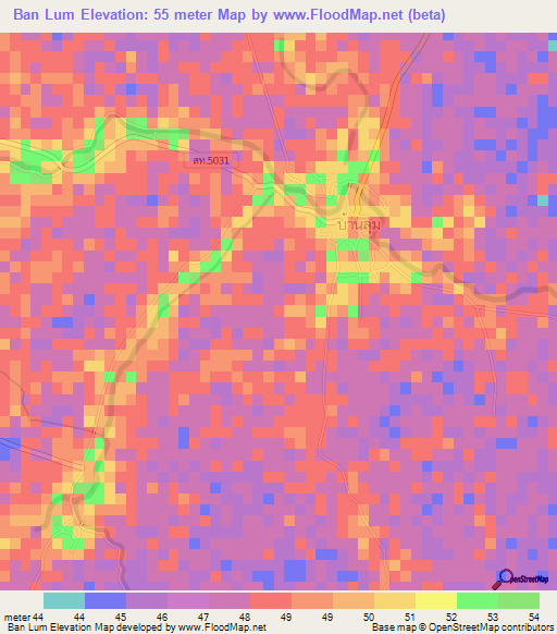 Ban Lum,Thailand Elevation Map