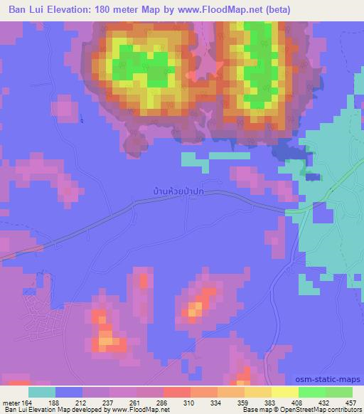 Ban Lui,Thailand Elevation Map
