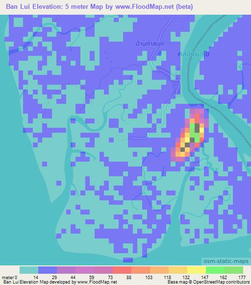 Ban Lui,Thailand Elevation Map