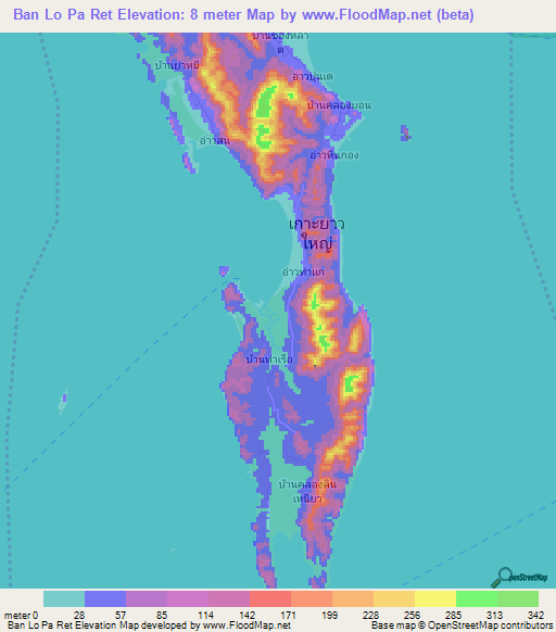 Ban Lo Pa Ret,Thailand Elevation Map