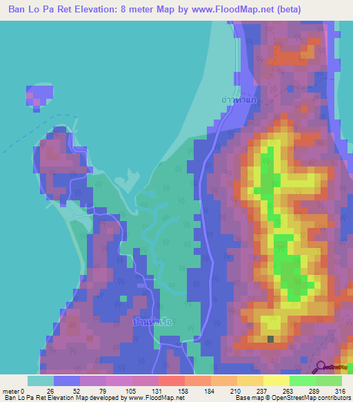Ban Lo Pa Ret,Thailand Elevation Map