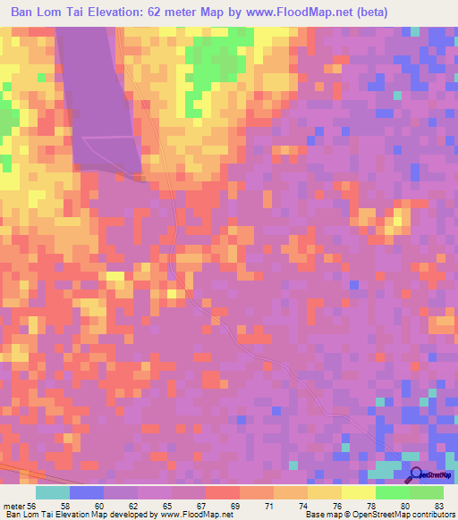 Ban Lom Tai,Thailand Elevation Map