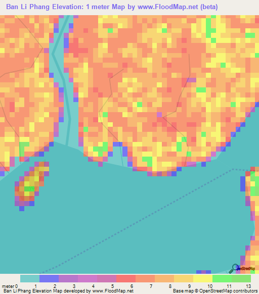 Ban Li Phang,Thailand Elevation Map
