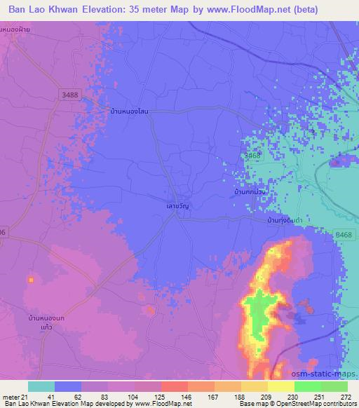 Ban Lao Khwan,Thailand Elevation Map