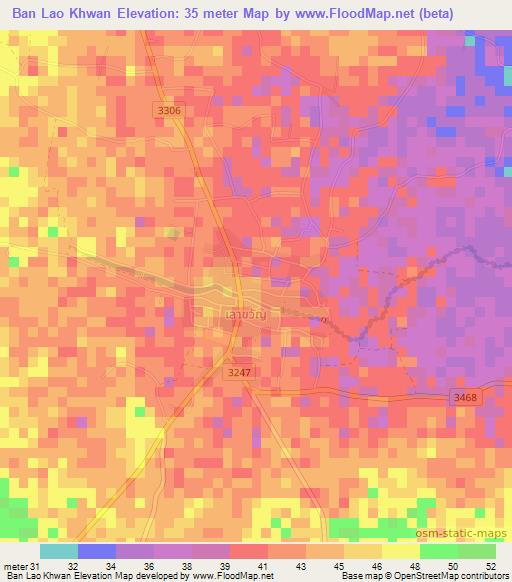 Ban Lao Khwan,Thailand Elevation Map