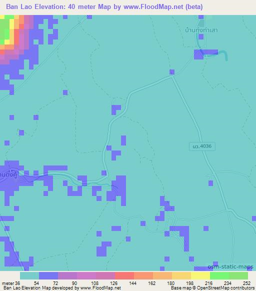 Ban Lao,Thailand Elevation Map