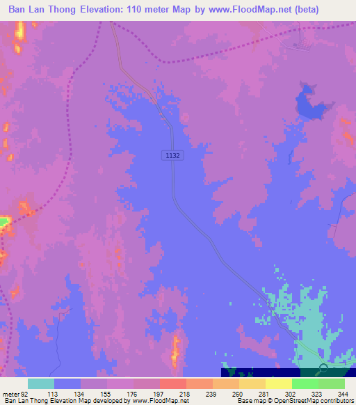 Ban Lan Thong,Thailand Elevation Map