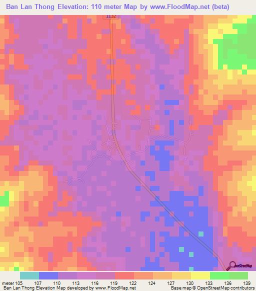 Ban Lan Thong,Thailand Elevation Map