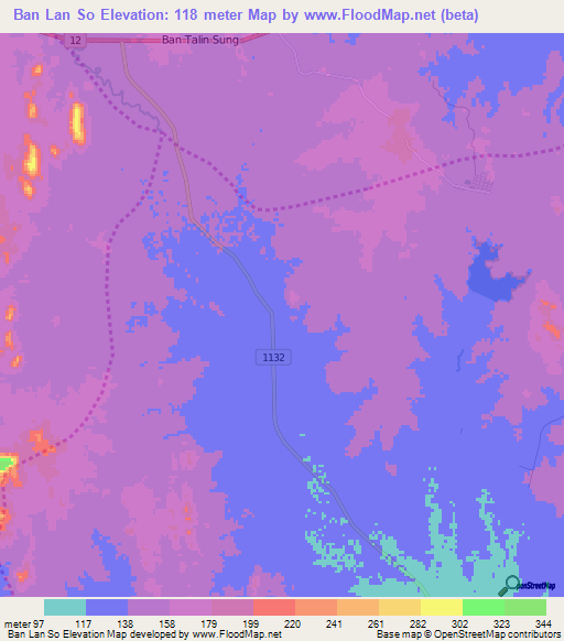 Ban Lan So,Thailand Elevation Map
