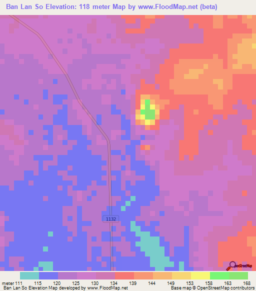 Ban Lan So,Thailand Elevation Map