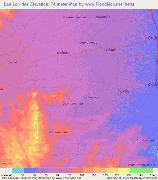 Ban Lan Nae,Thailand Elevation Map