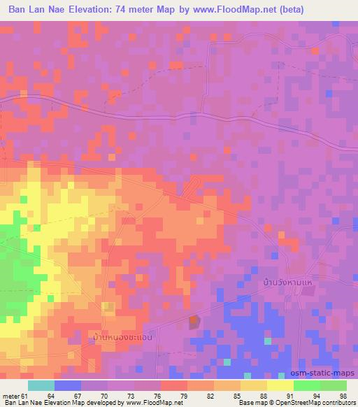 Ban Lan Nae,Thailand Elevation Map