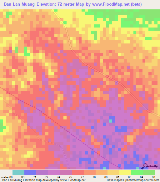 Ban Lan Muang,Thailand Elevation Map