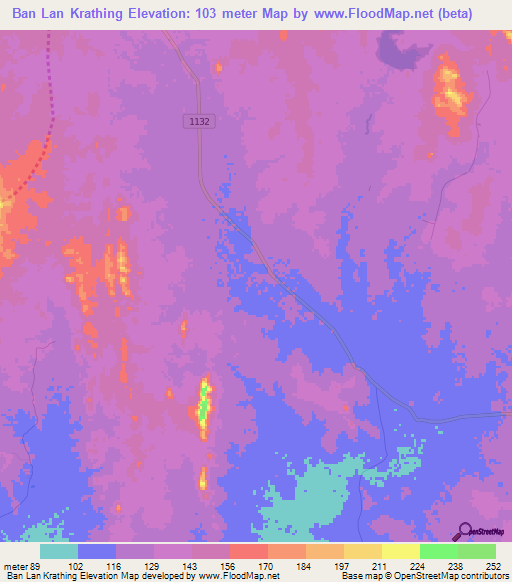 Ban Lan Krathing,Thailand Elevation Map