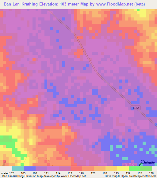 Ban Lan Krathing,Thailand Elevation Map