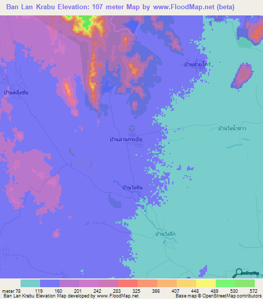 Ban Lan Krabu,Thailand Elevation Map