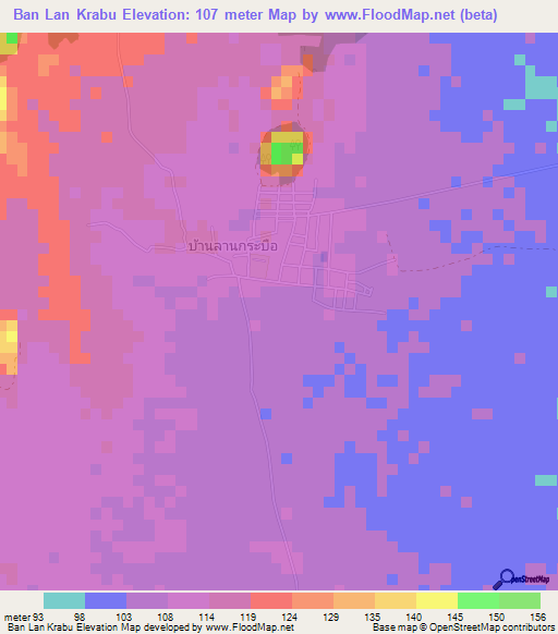 Ban Lan Krabu,Thailand Elevation Map